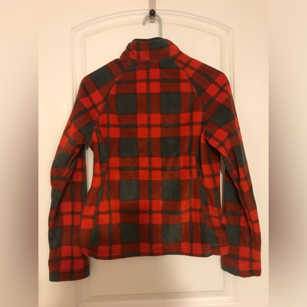 Merona Red-Orange Plaid Soft Zip Up Jacket Size XS - Picture 2 of 5